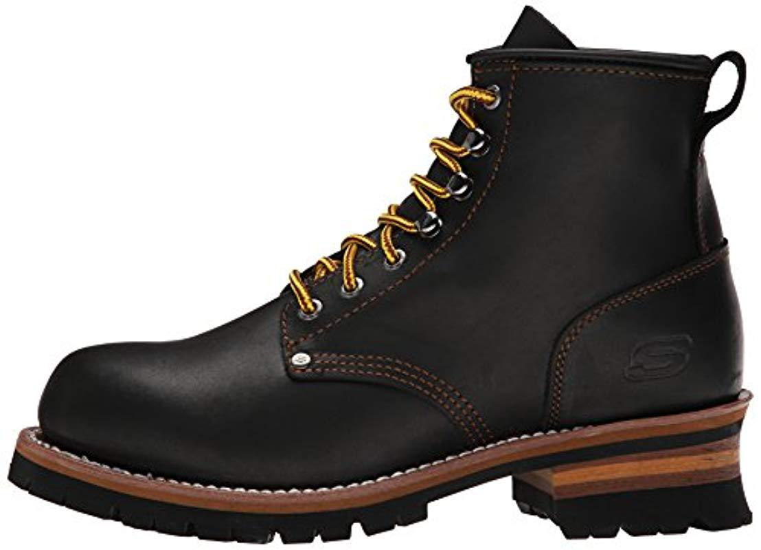 Skechers Leather Cascade Boot in Black/Brown/Yellow (Black) for Men ...