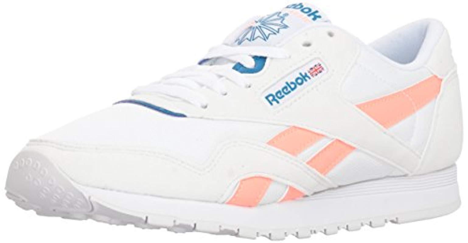 reebok white and pink classics nylon m txt trainers