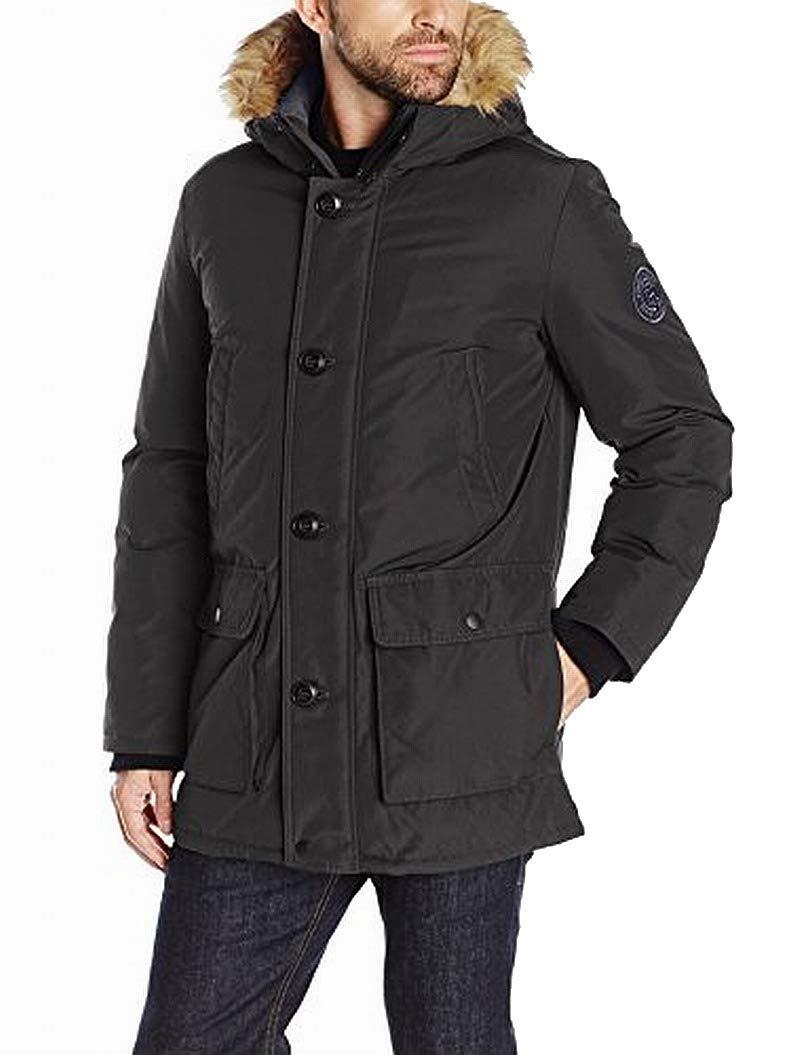 tommy hilfiger men's ultra loft insulated arctic cloth snorkel coat with removable faux fur hood