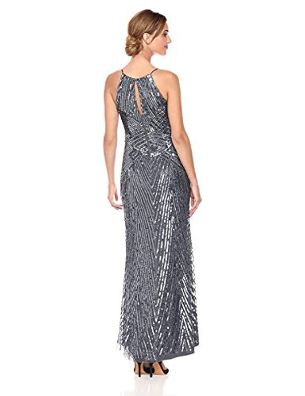 aidan by aidan mattox crystal strap satin gown
