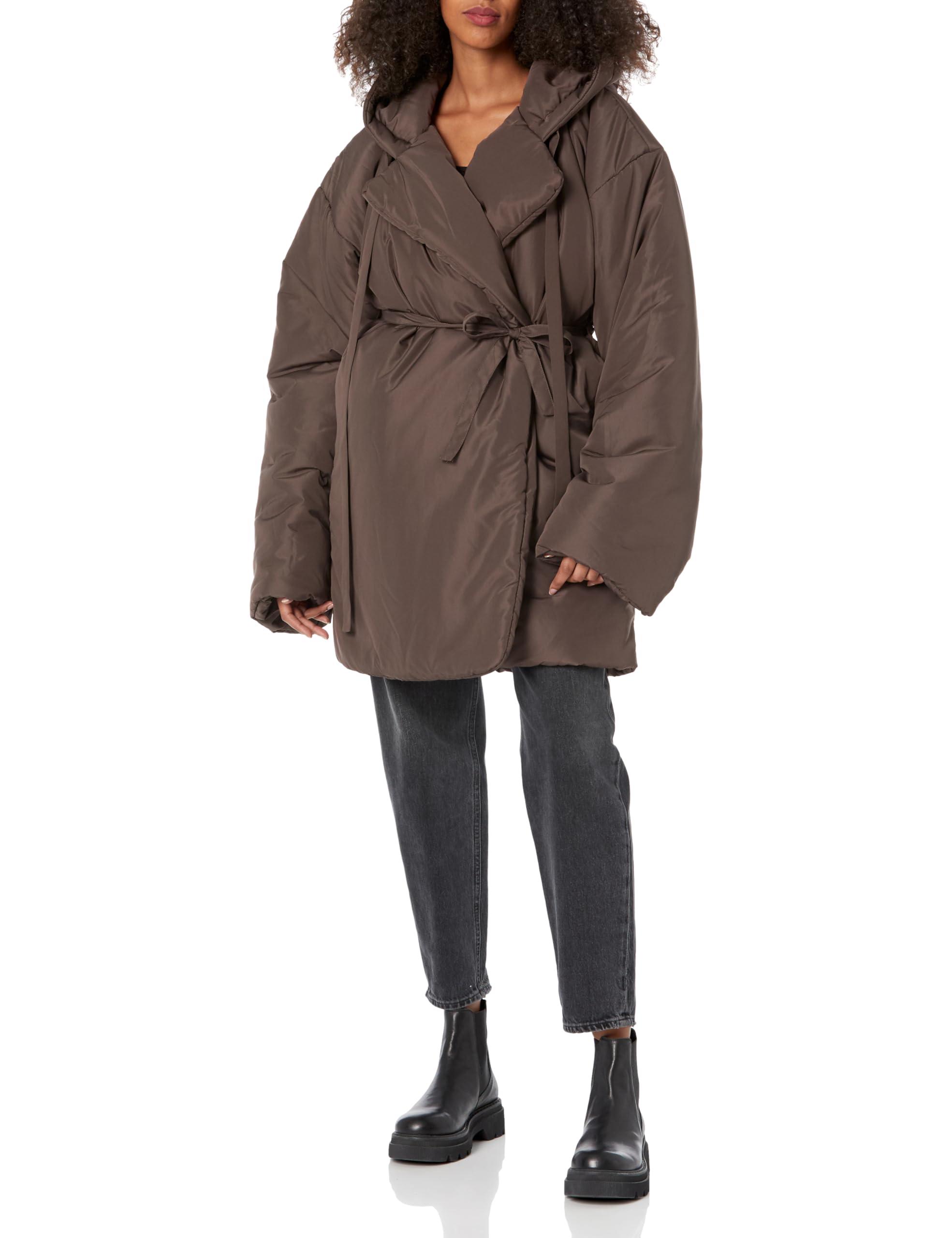 Norma Kamali Hooded Sleeping Bag Car Coat W drawstrings in Brown