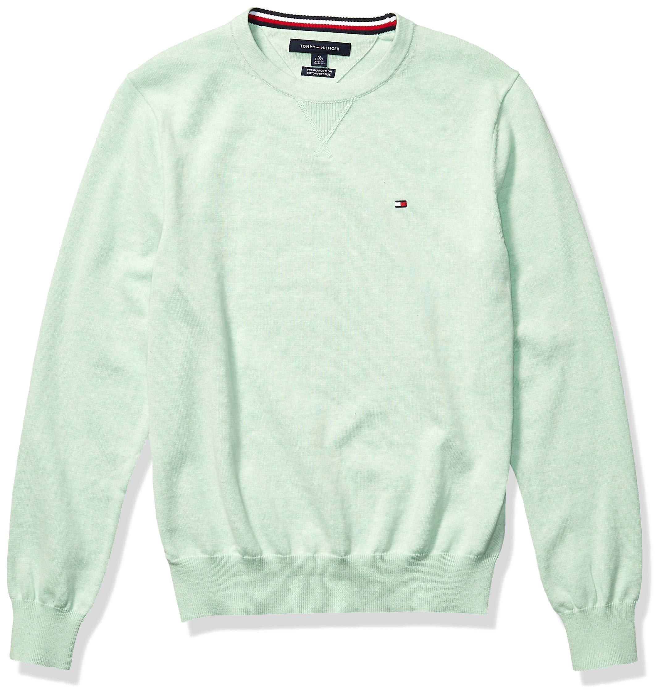 Tommy Hilfiger Solid Crewneck Sweater in Green Ash Heather (Green) for ...