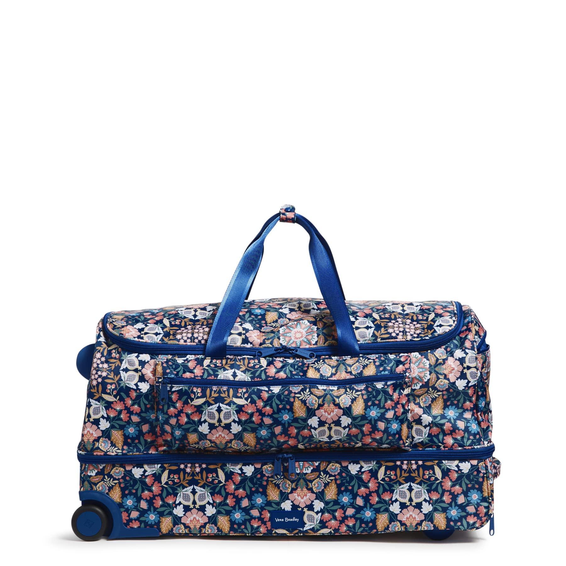 Vera Bradley Recycled Ripstop Xl Foldable Rolling Duffel Travel Bag in