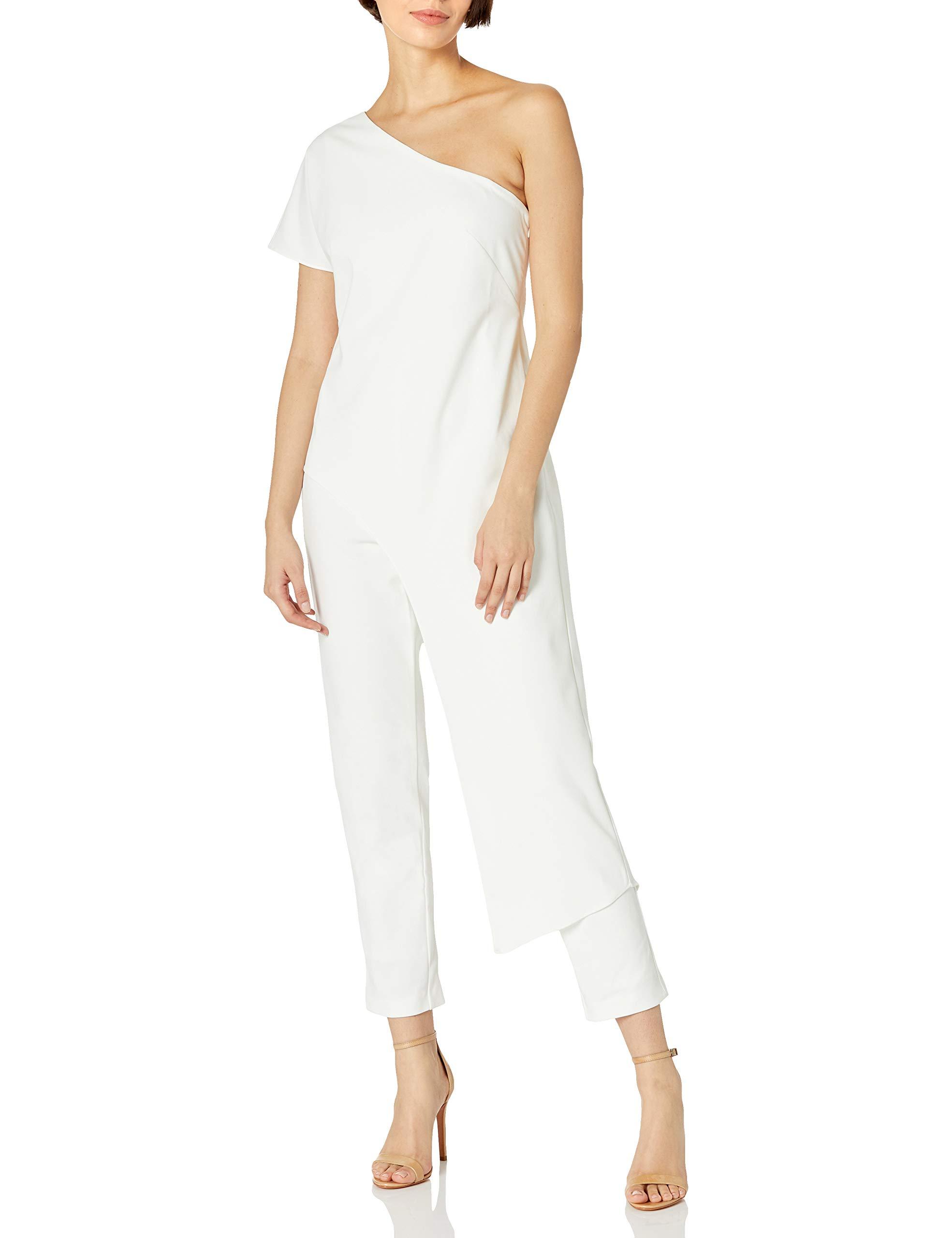 Adrianna Papell Synthetic Asymmetrical Crepe Jumpsuit in Ivory (White) -  Save 25% | Lyst