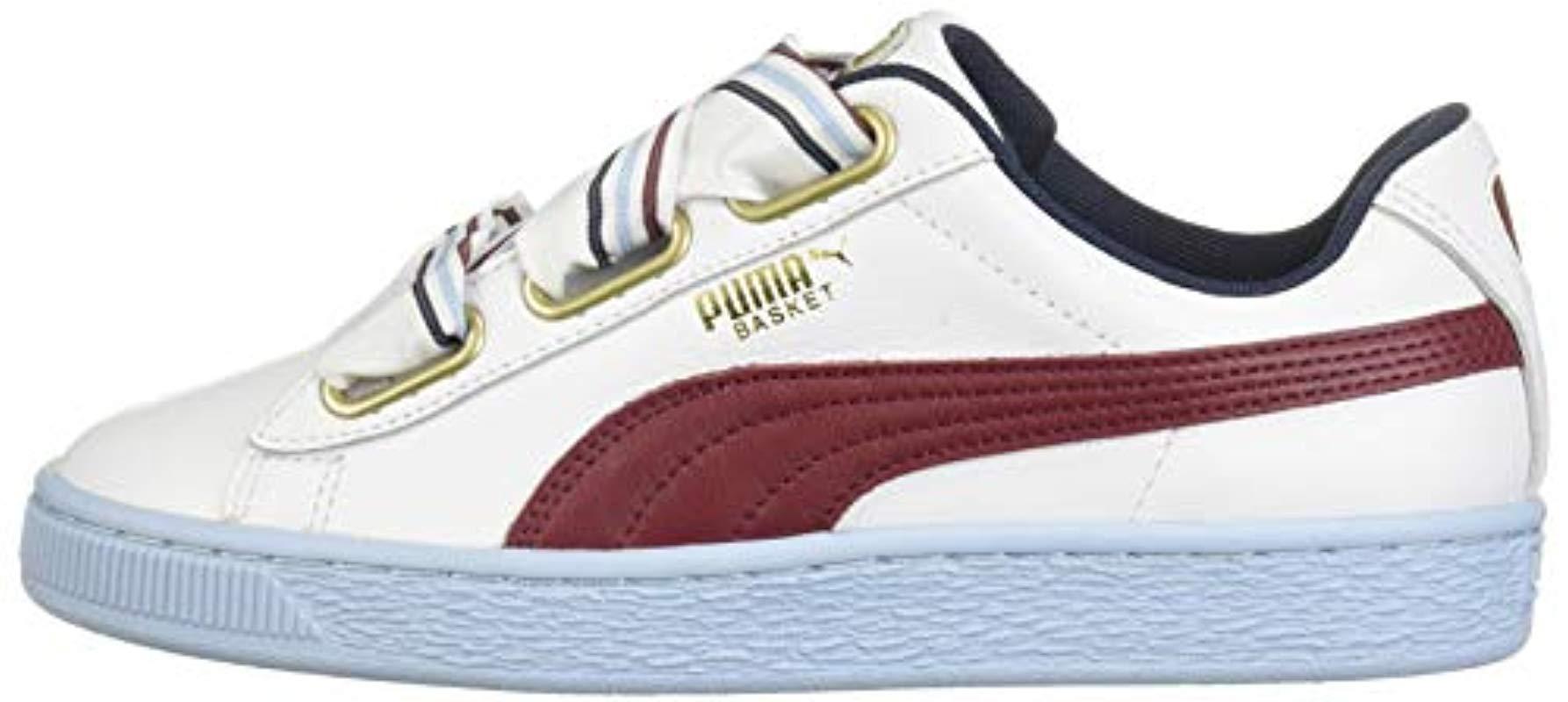 puma patent basket heart sneaker in white