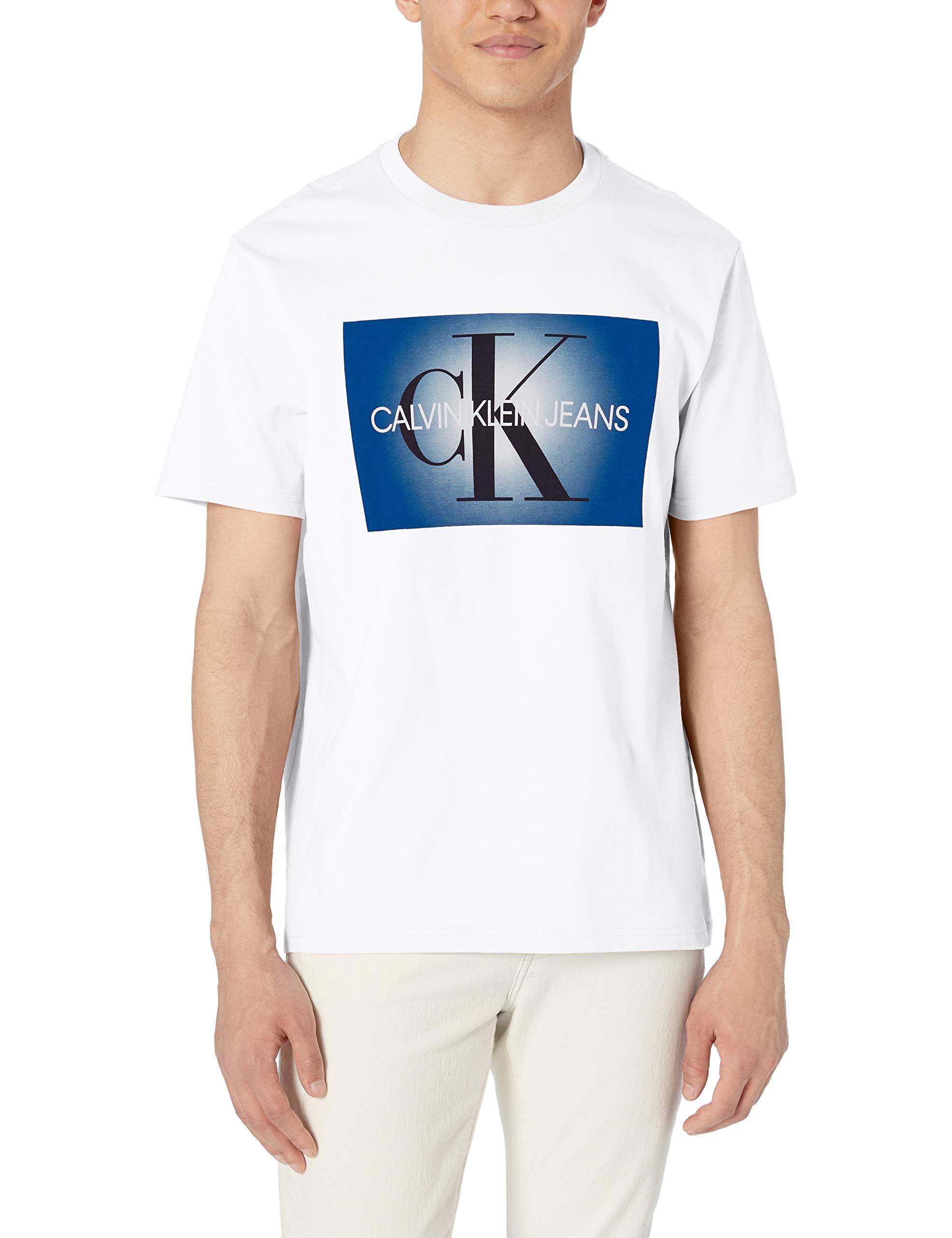 Calvin Klein Denim Short Sleeve T-shirt Monogram Logo in White for Men ...