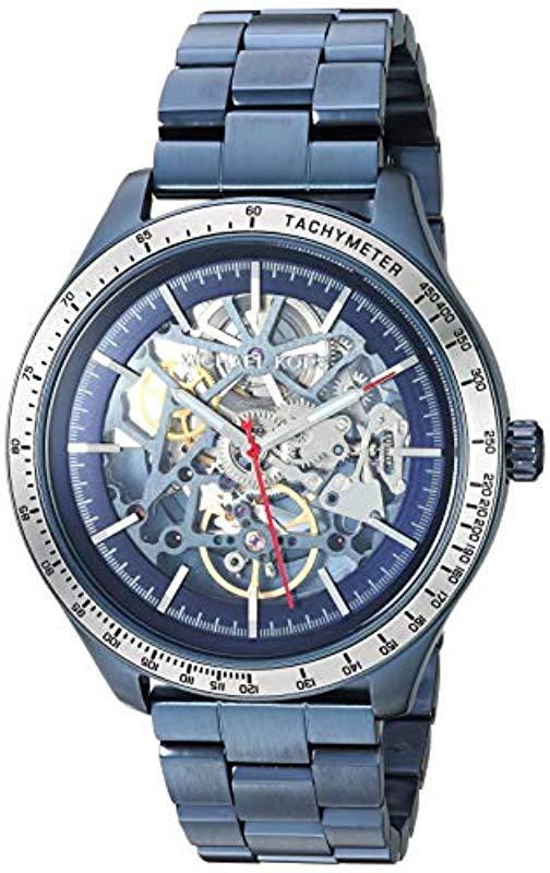Michael Kors Theroux Automatic-self-wind Watch With Stainless-steel-plated  Strap, Blue, 20 (model: Mk9039) for Men | Lyst