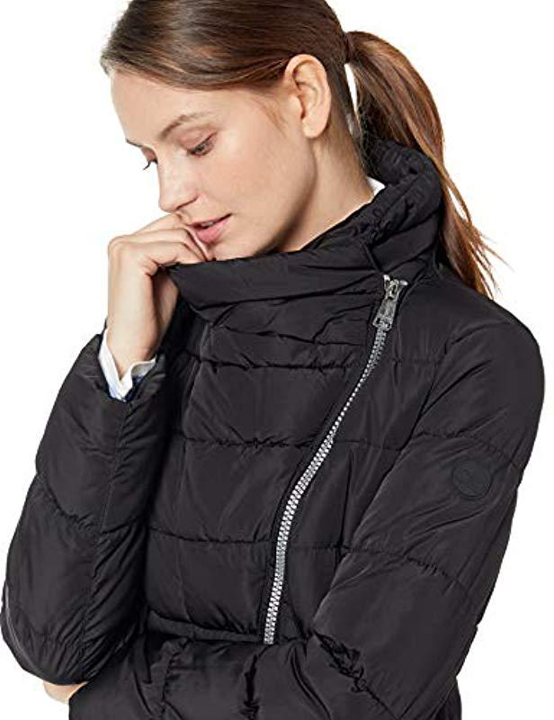 calvin klein mid length side knit packable jacket