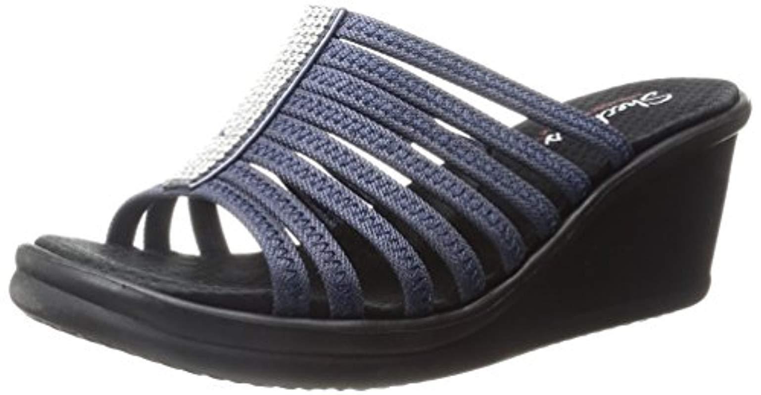 Skechers Cali Rumblers Hot Shot Wedge Sandal in Navy (Blue) | Lyst