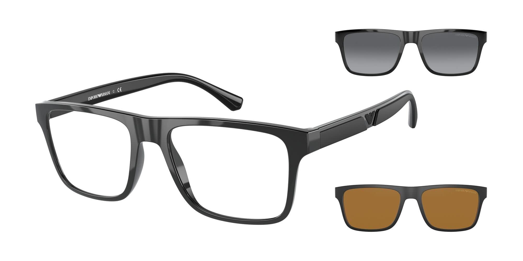 Emporio Armani Ea4115 Prescription Eyewear Frames With Two Interchangeable  Sun Clip-ons Rectangular in Black for Men | Lyst