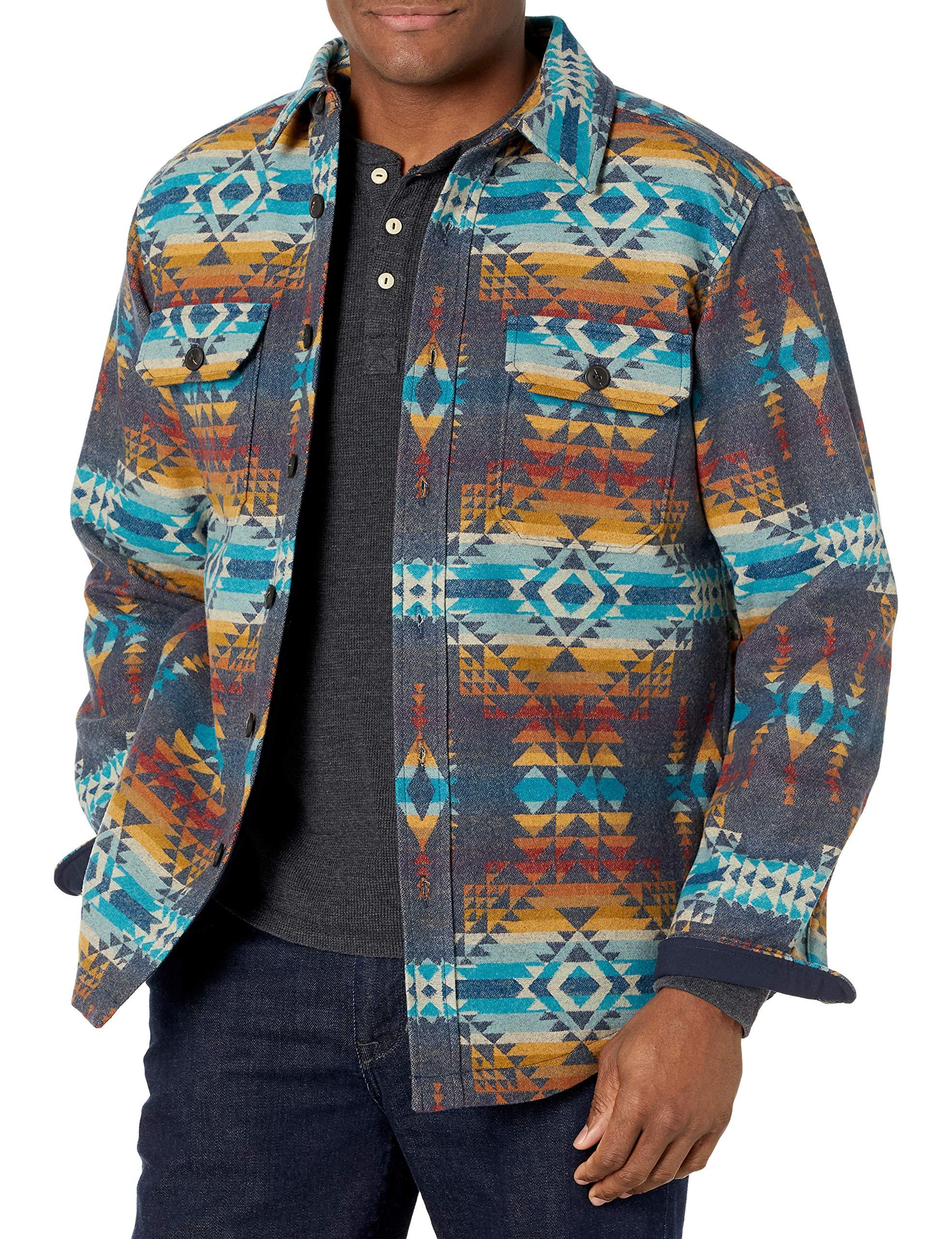 Pendleton Jacquard Cpo Wool Shirt Jacket in Blue for Men | Lyst