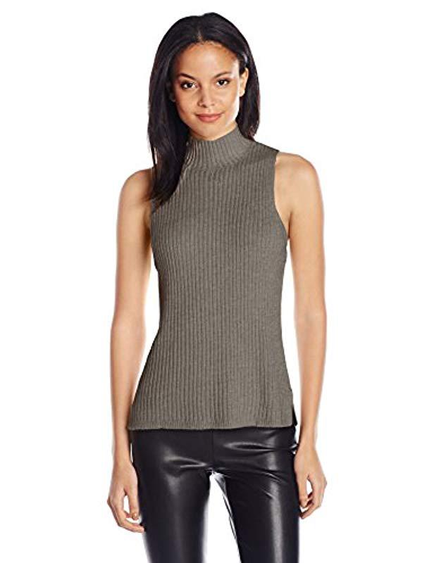 Download Kensie Cotton Blend Sleeveless Mock Neck Sweater Shell in ...