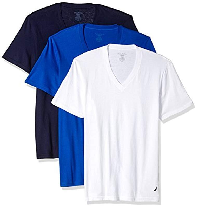 Nautica Cotton V-neck T-shirt-multi Packs in Blue for Men - Save 41% - Lyst
