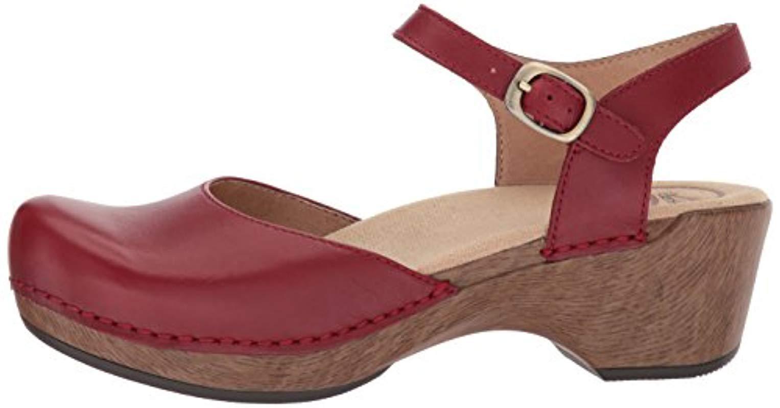 Dansko Leather Sam Ankle-strap Clog in Red - Save 13% - Lyst