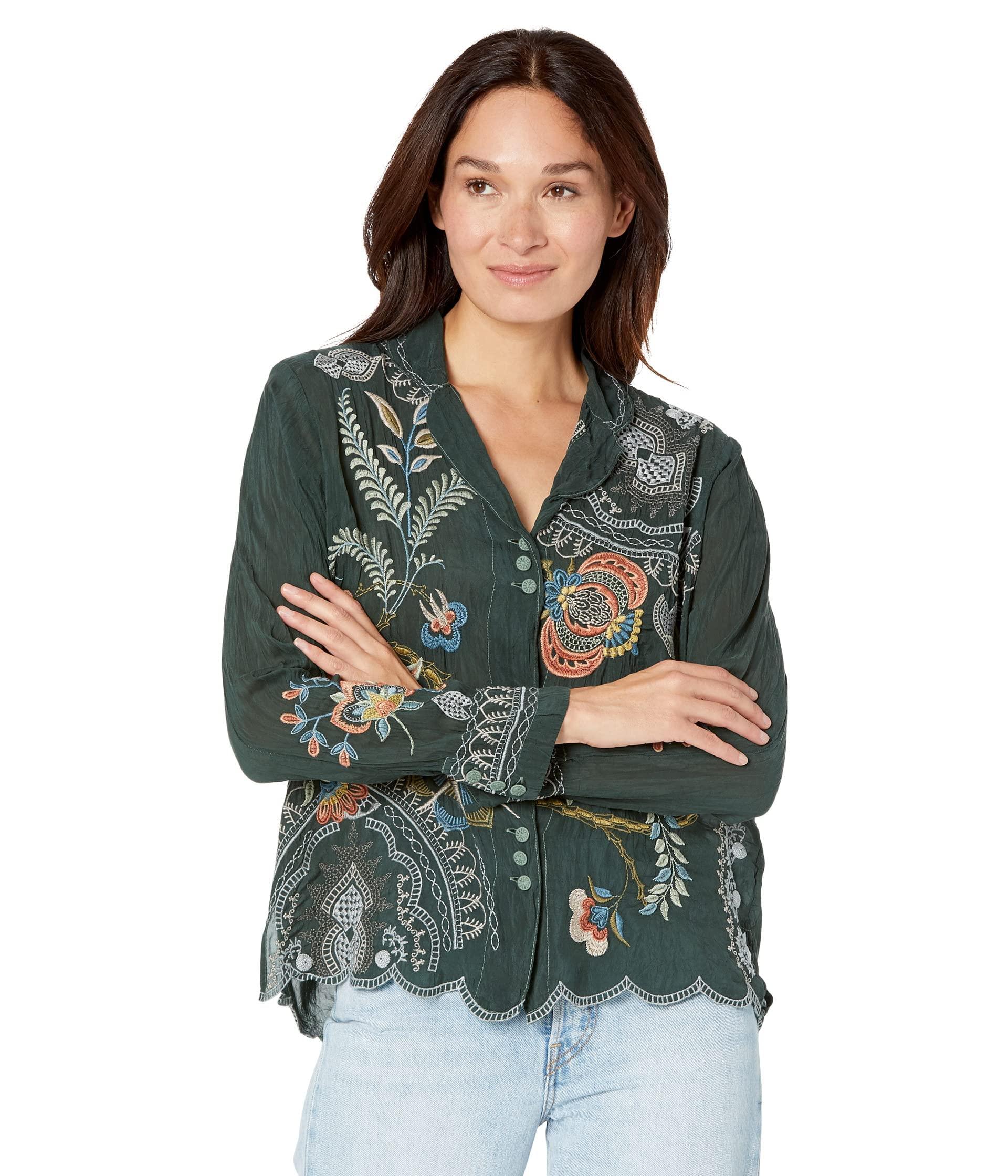 Johnny Was Prue Blouse in Green Lyst