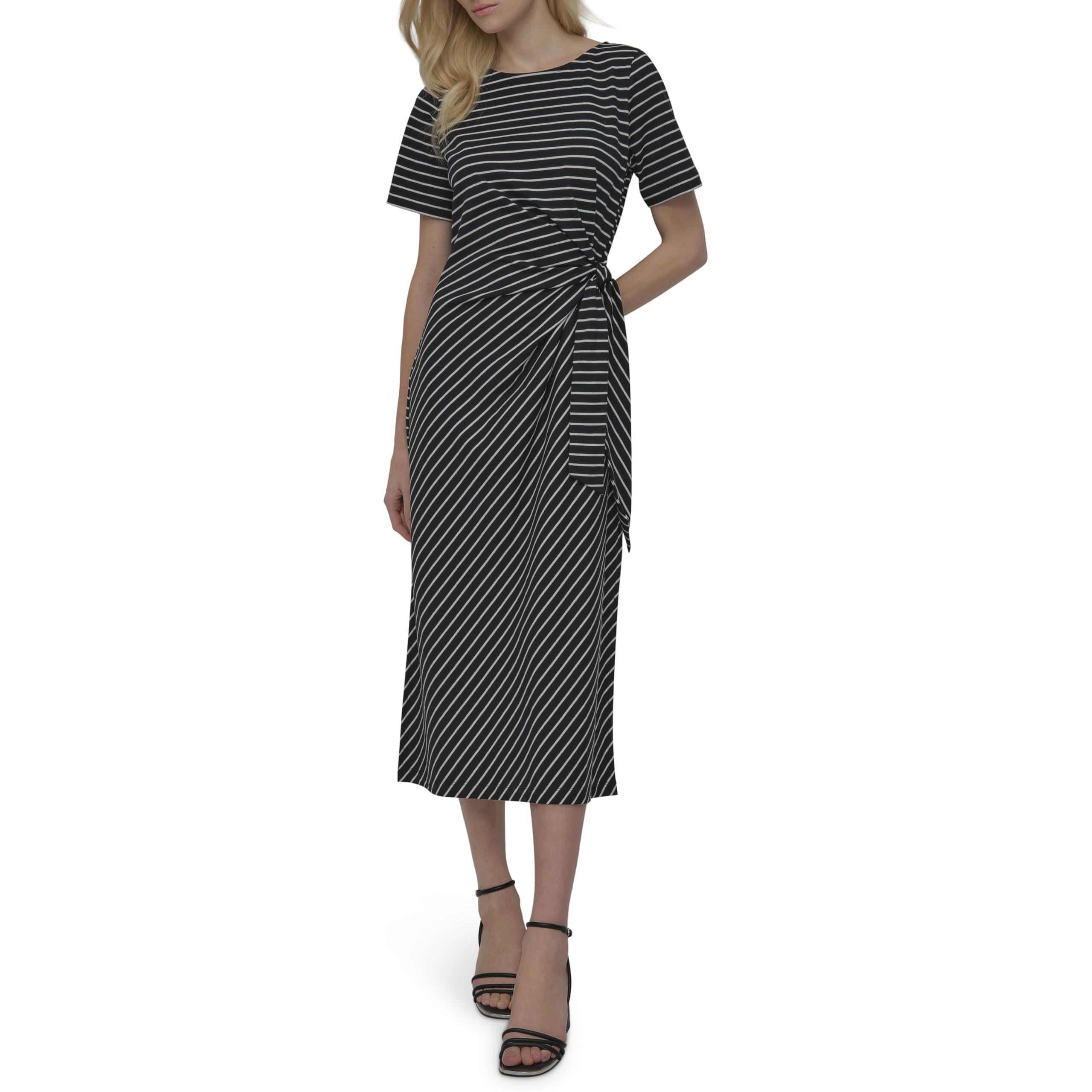 新作セール DKNY ワンピース 美ライン sheath dress Donna Karan New York Plus Size Boat-Neck Embellished-Slit