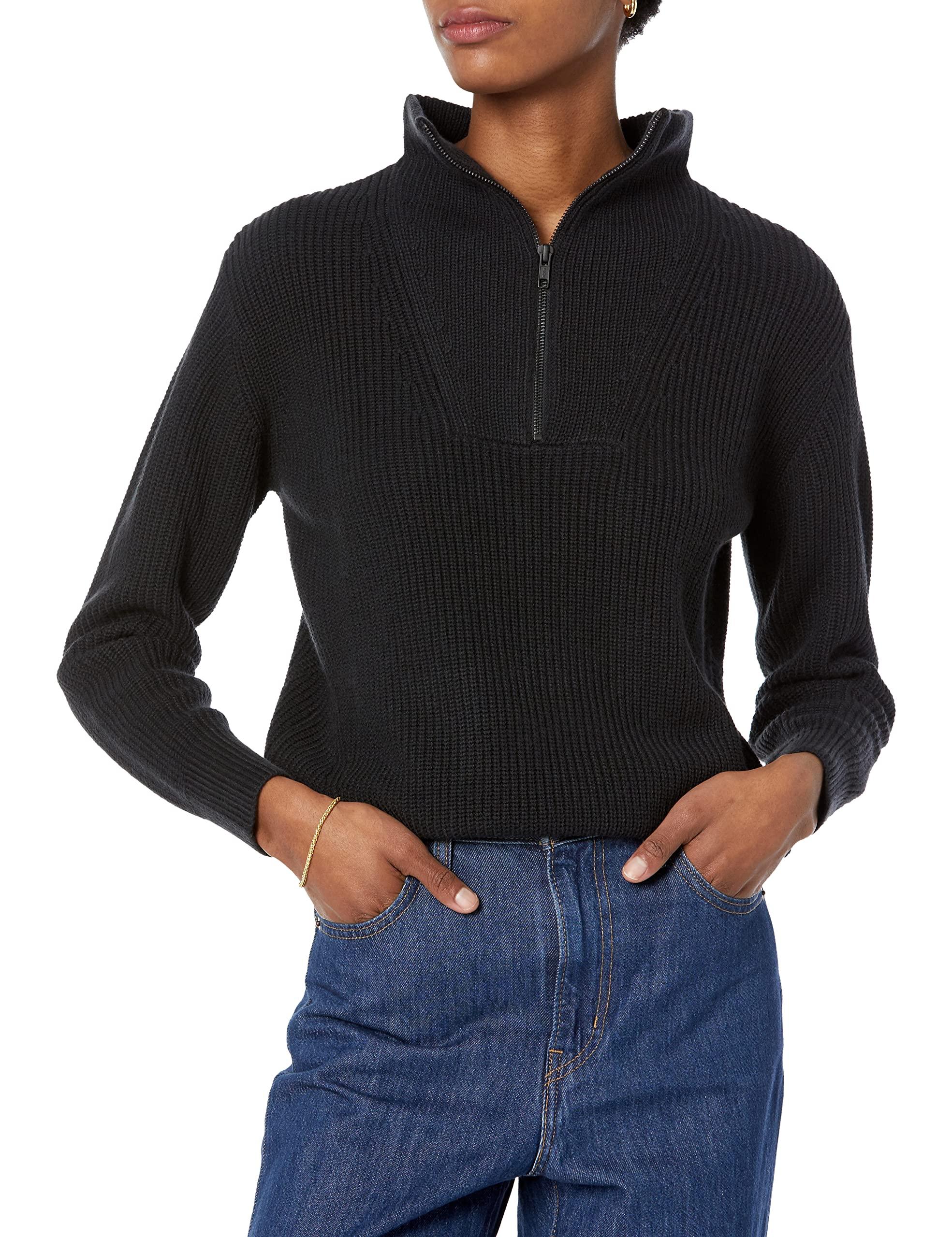 Amazon Essentials Relaxed-fit Ribbed Half Zip Sweater in Black | Lyst UK