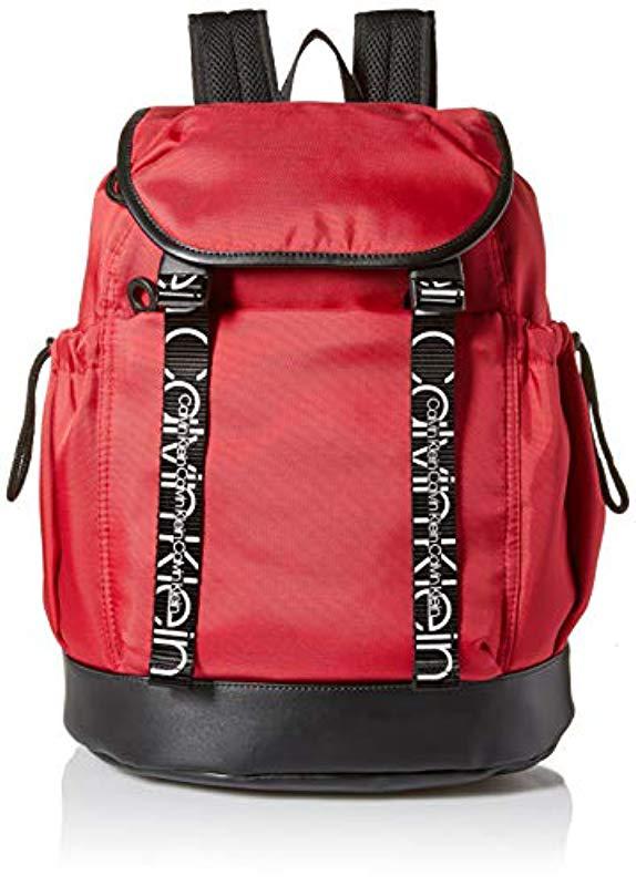 Calvin Klein Synthetic Hebe Microballistic Nylon Flap Backpack in  Red/Silver Metallic (Red) - Lyst
