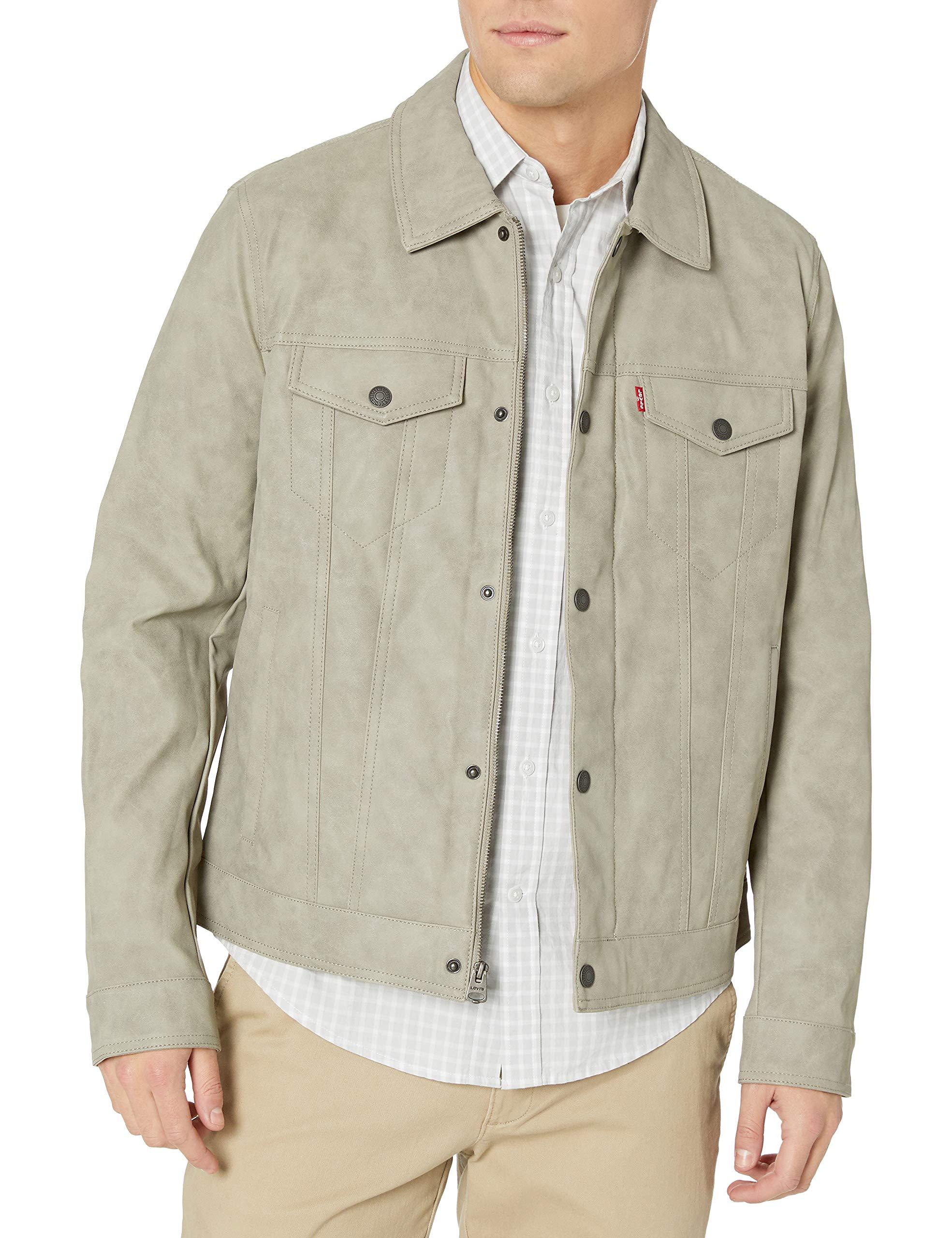 Levi's Faux Leather Classic Trucker Jacket in Light Grey (Gray) for Men