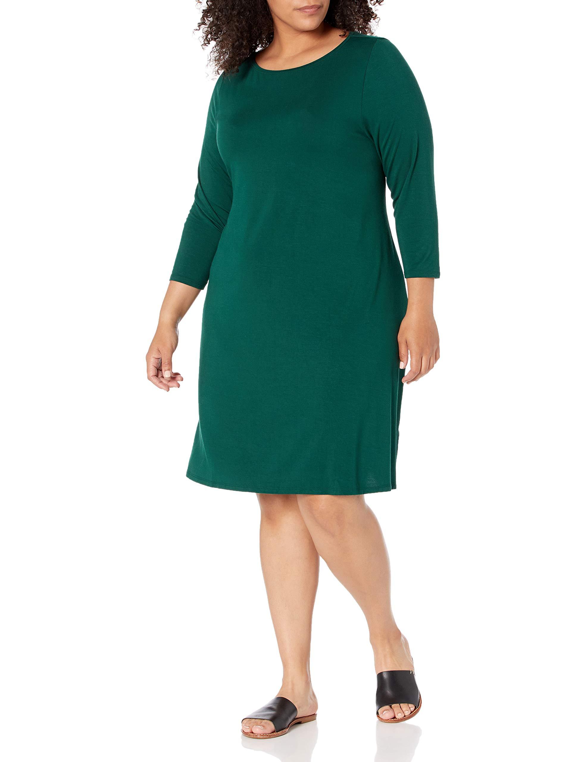 Amazon Essentials Plus Size 3/4 Sleeve Boatneck Dress Kleid in Grün -  Sparen Sie 31% - Lyst