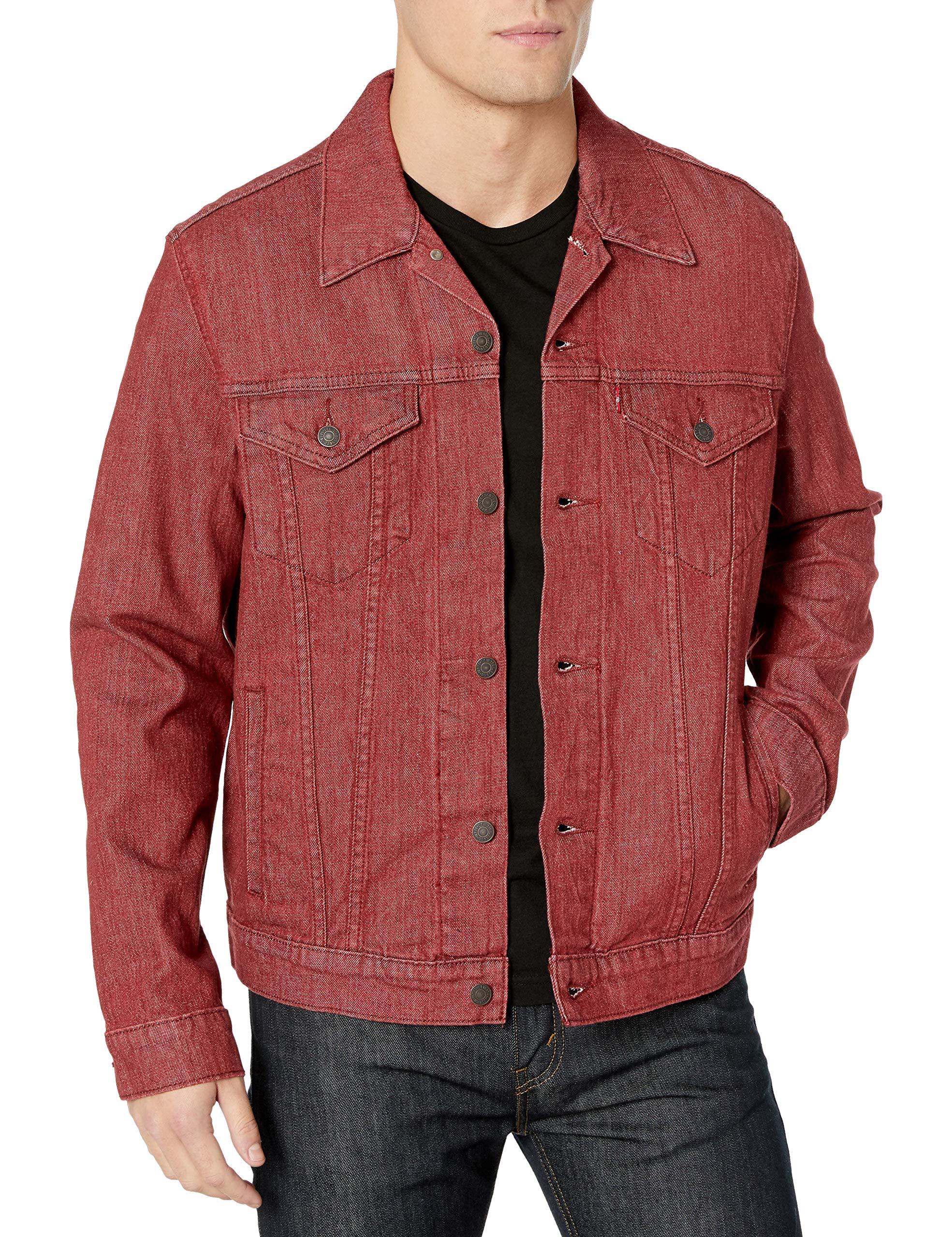 Red trucker jacket men Clearance