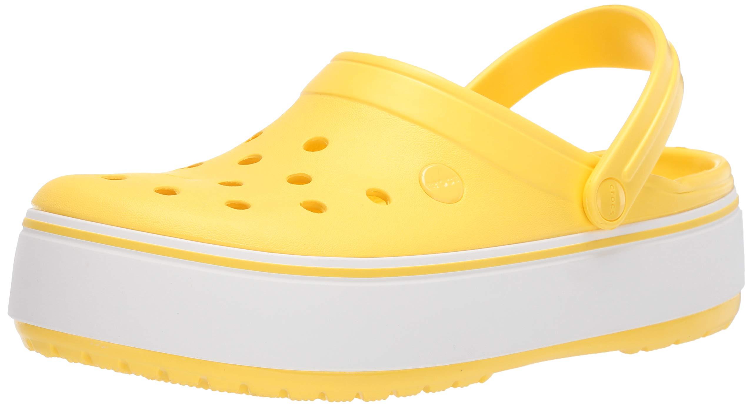 yellow platform crocs