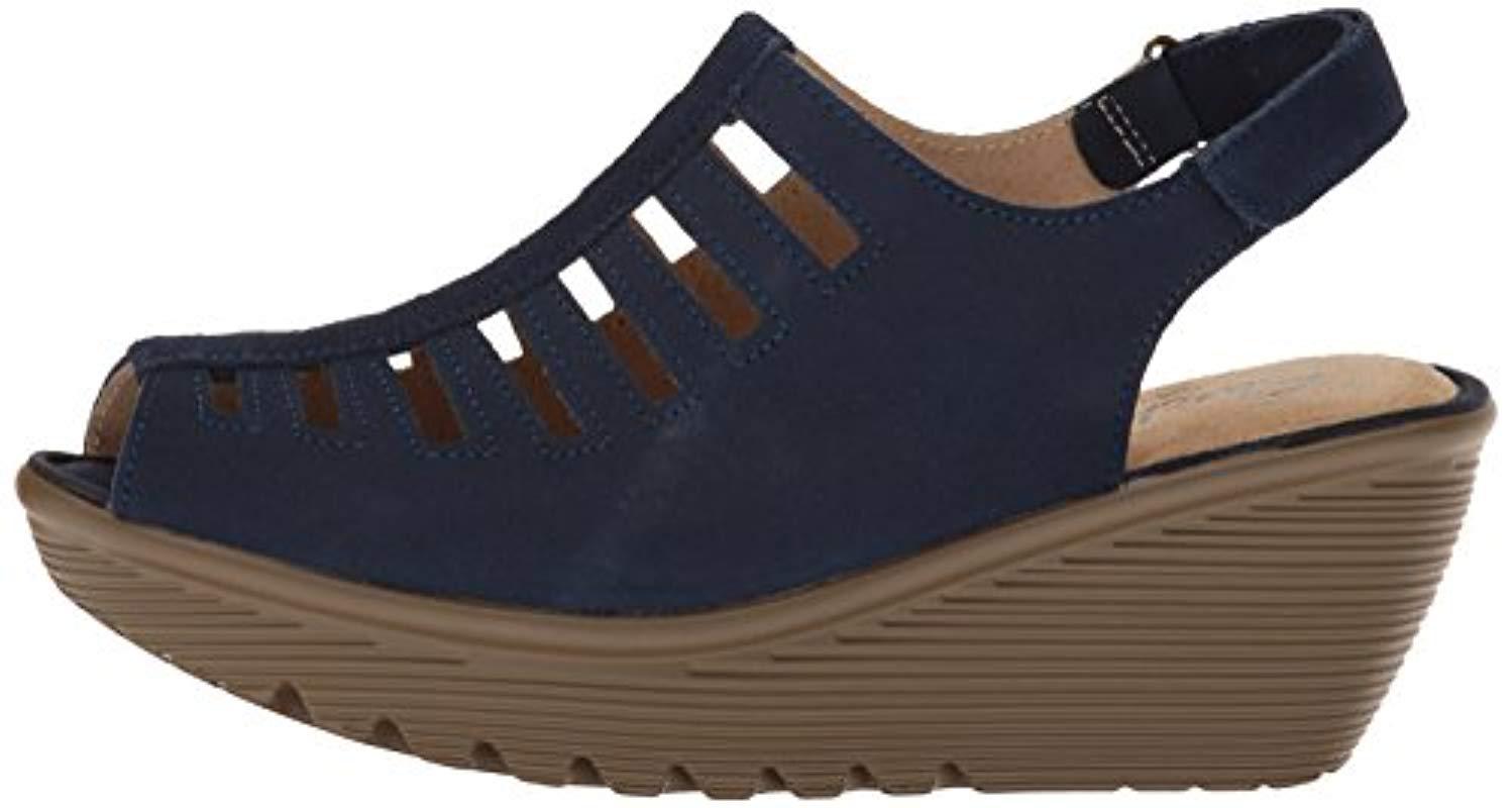 Skechers Suede Parallel - Trapezoid Wedge Sandal in Navy (Blue) | Lyst