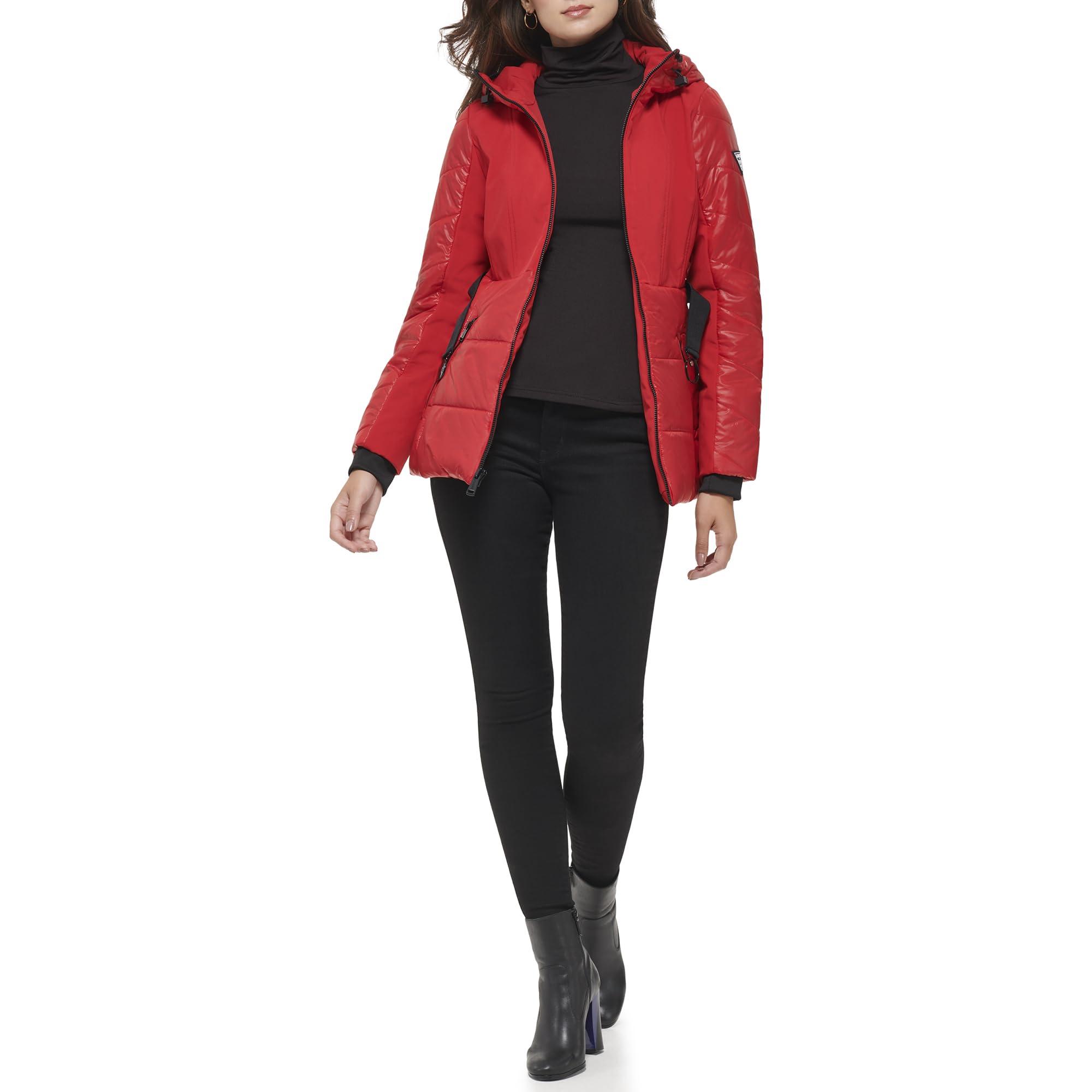 Guess Shoft Shell Belted Water Resistant Coat in Red Lyst