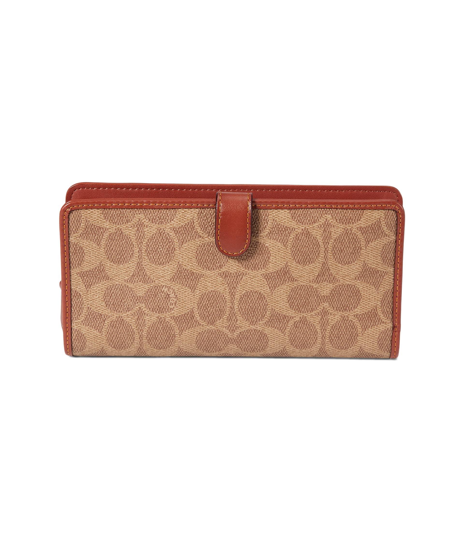 COACH Coated Canvas Signature Skinny Wallet in Brown | Lyst