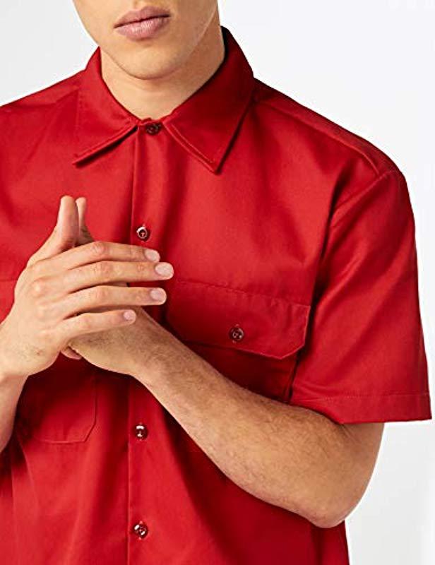 Dickies Short Sleeve Work Shirt in Red 