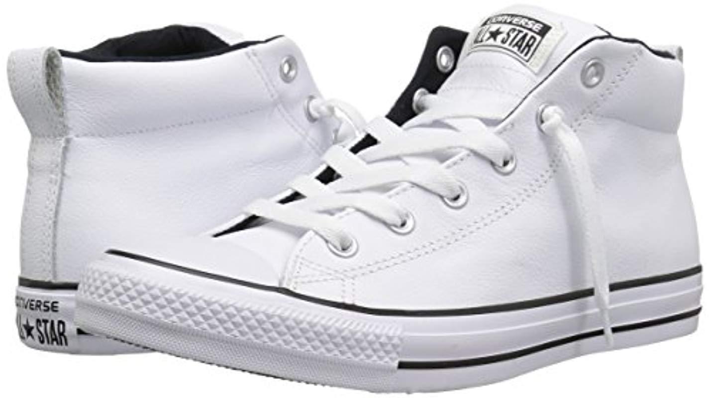 Converse Street Leather Mid Top Sneaker in White/Black (White) for Men |  Lyst