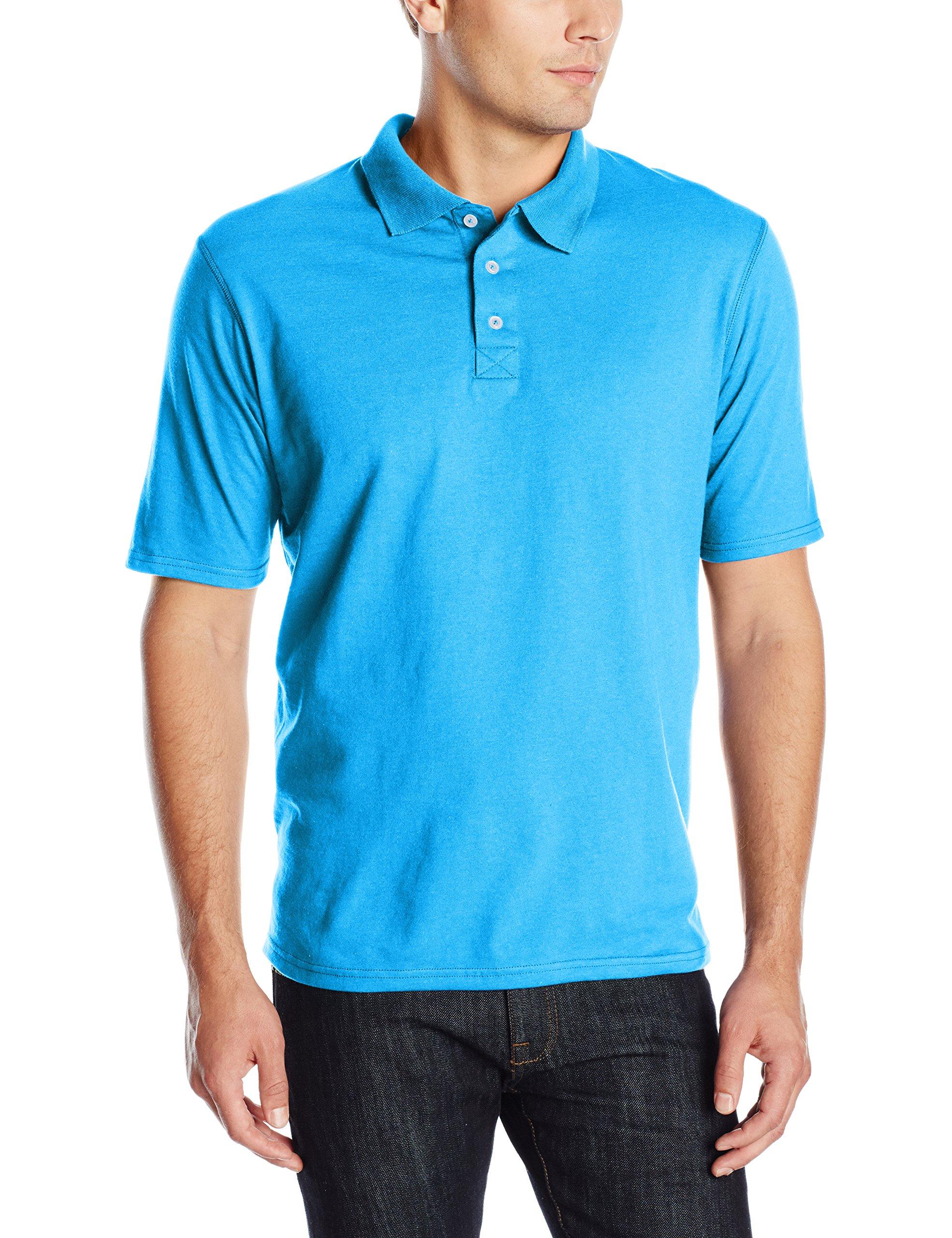 Hanes Cotton Mens X temp Performance  Polo  Shirt  neon Blue 
