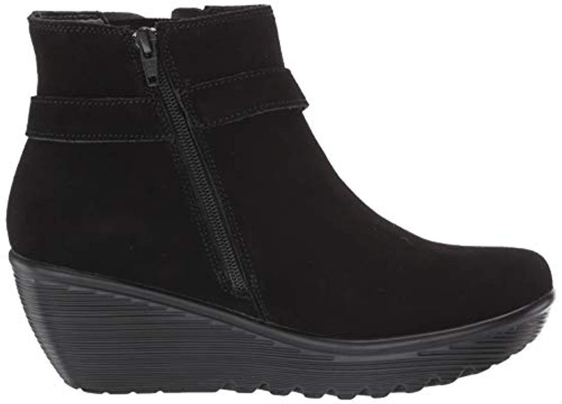 Skechers Suede Parallel-buckle Strap Side Gore Zip Up Wedge Casual ...