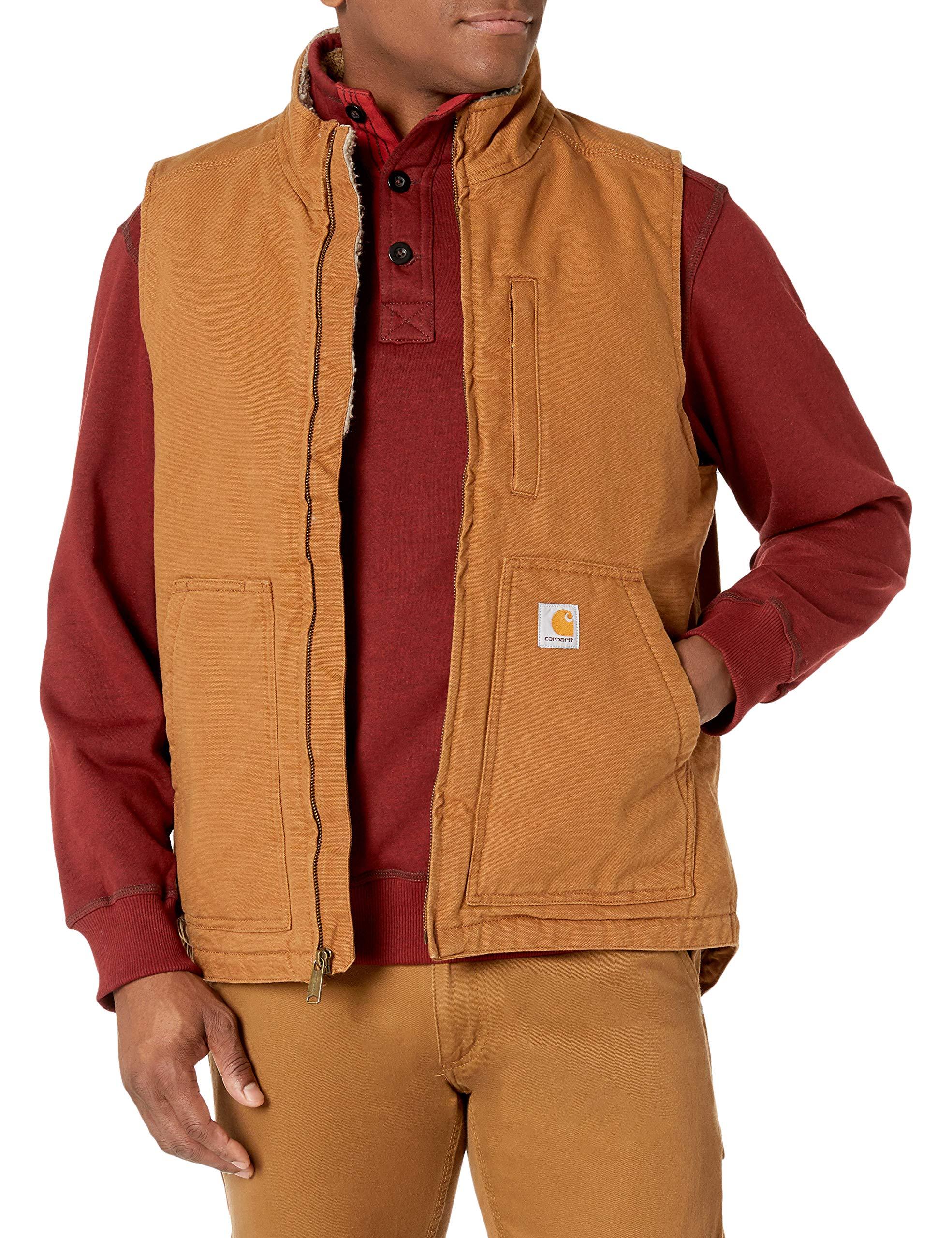 Carhartt Fleece Sherpa Lined Mockneck Vest in Brown for Men Lyst