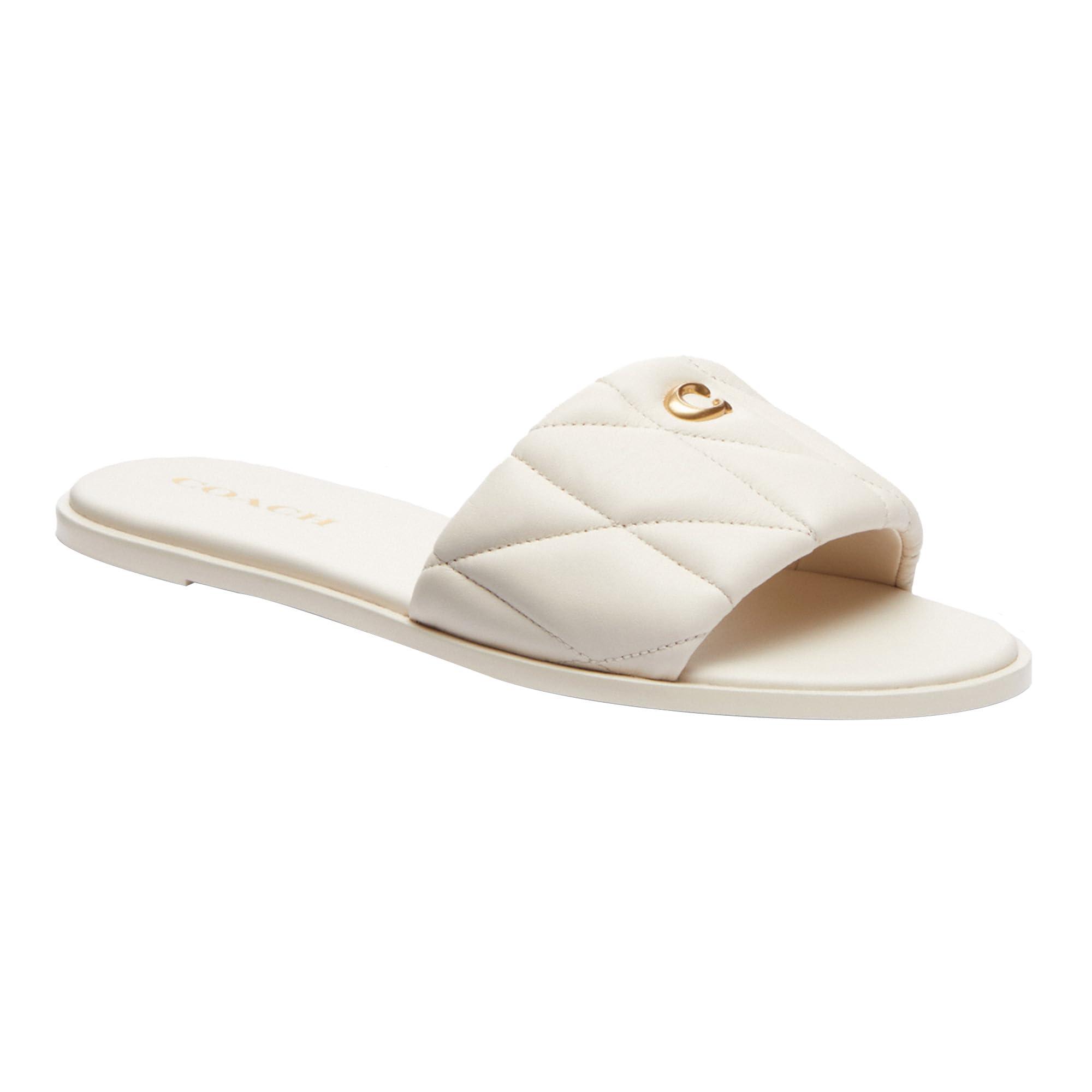 ★Coach★ holly sandals CAR67 CHK Coach Holly Quilted Leather Sandals - Chalk | Editorialist