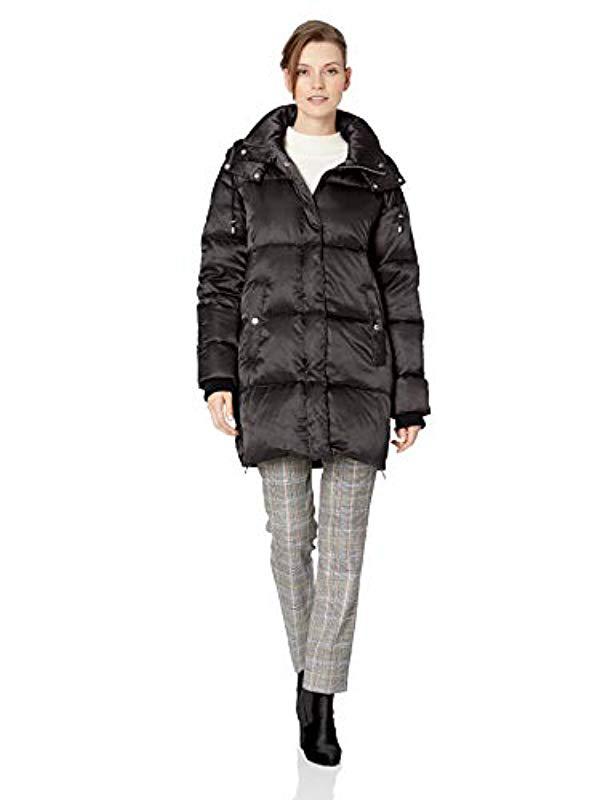 Vince Camuto Womens Thigh Length Zip Front Down Jacket
