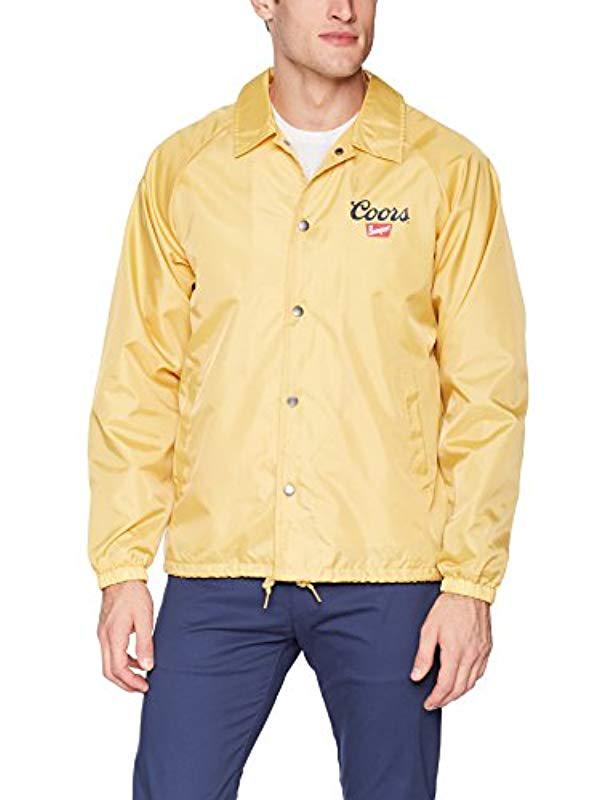 Brixton Synthetic Coors Banquet Windbreaker Jacket in Yellow for Men