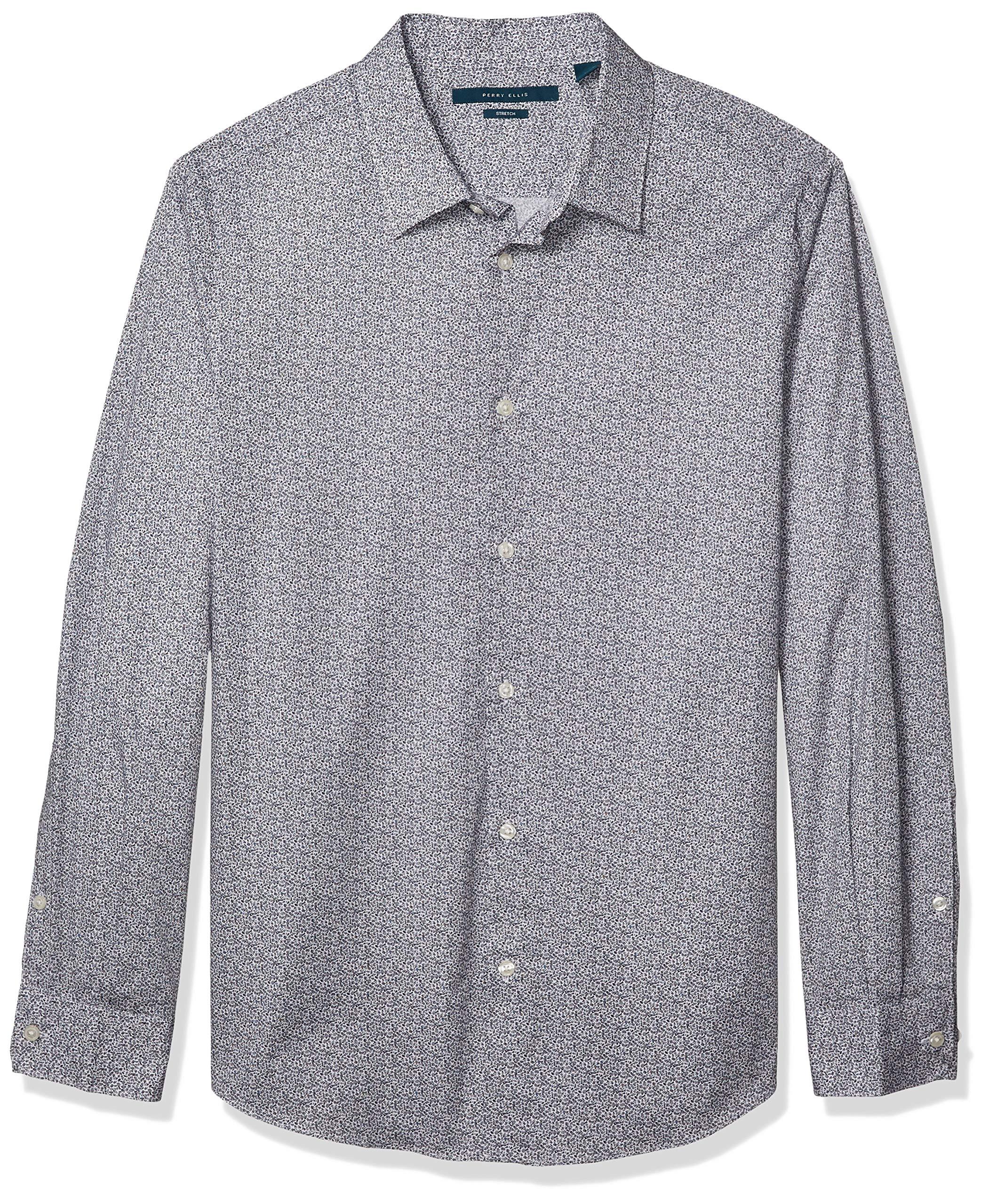 Perry Ellis Scribble Print Stretch Long Sleeve Buttondown Shirt in