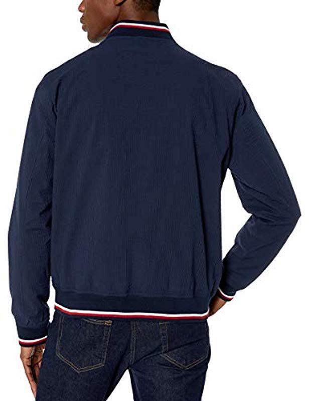 Tommy Hilfiger Cotton Lightweight Varsity Rib Knit Bomber Jacket in