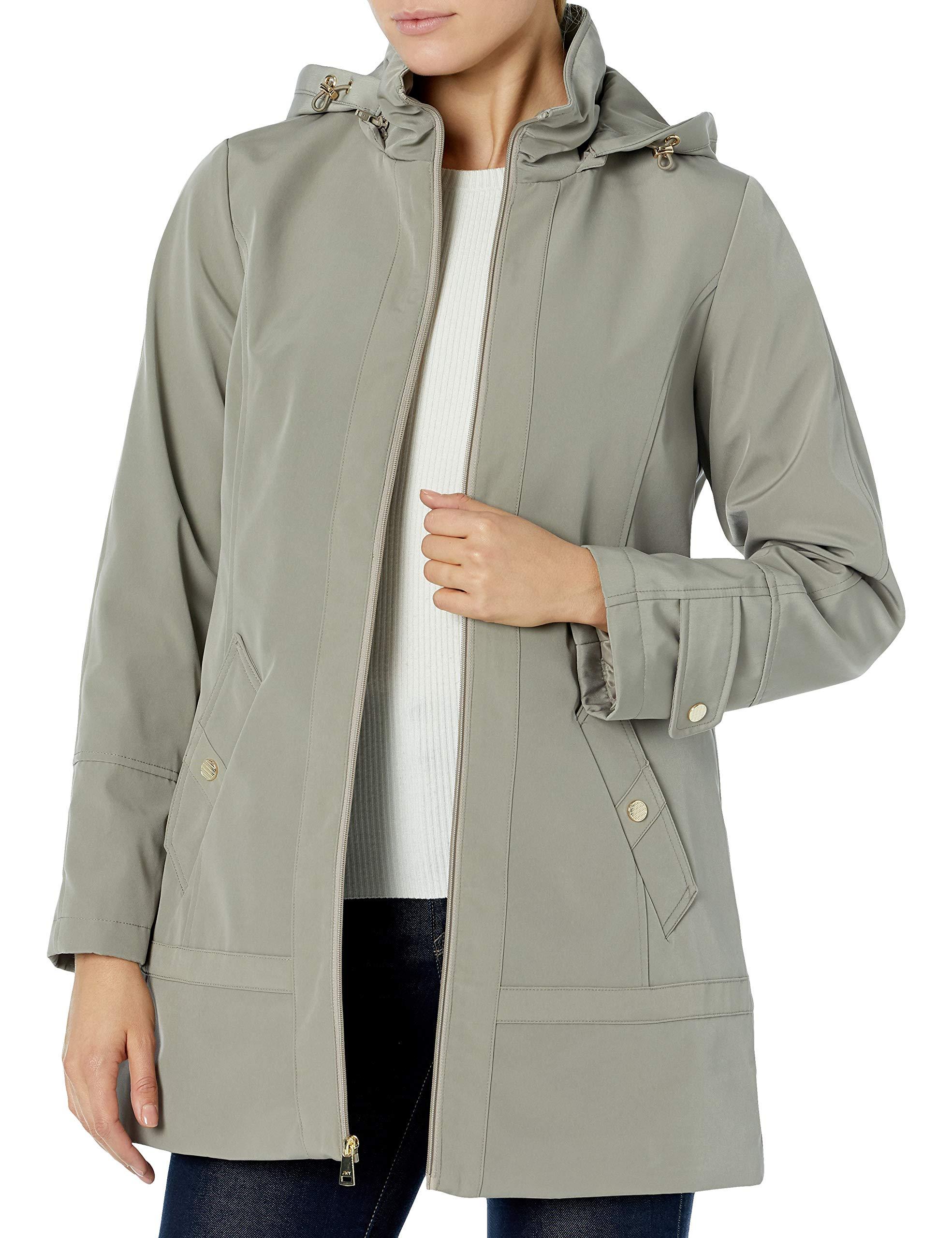 Jones New York Hooded Trench Coat Rain Jacket in Desert Sand (Natural