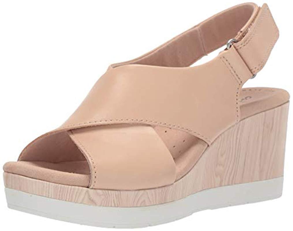 Clarks Leather Cammy Pearl Wedge Sandal 