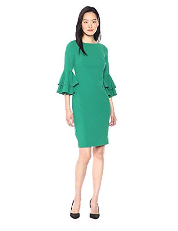 calvin klein green bell sleeve dress