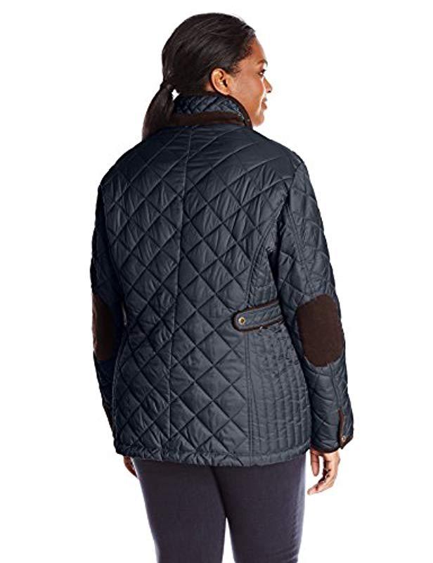 Nautica Plus Size Diamond Quilted Barn Jacket In Blue Lyst