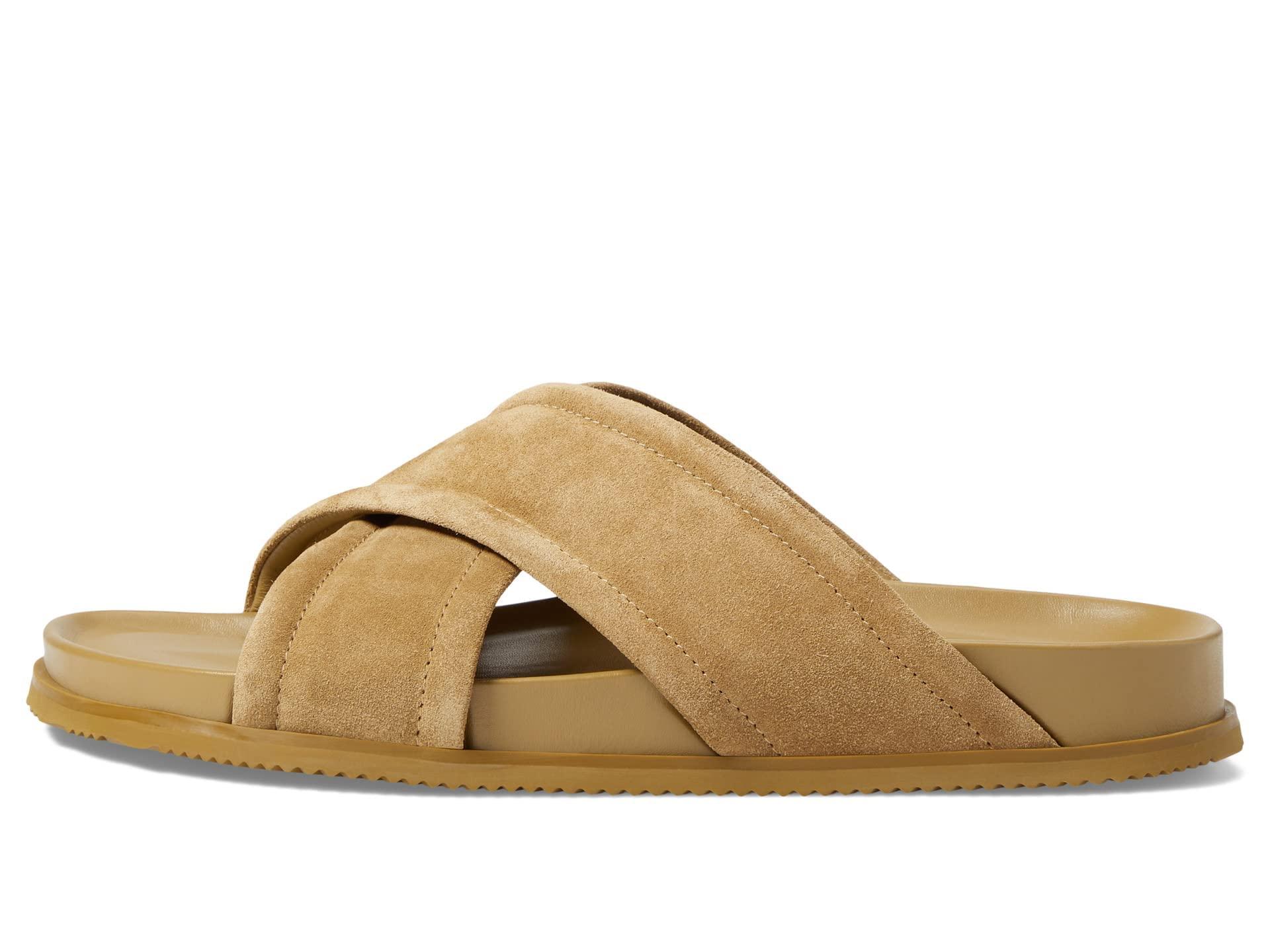 Vince S Derek Crossover Strap Slide Sandal New Camel Beige Suede