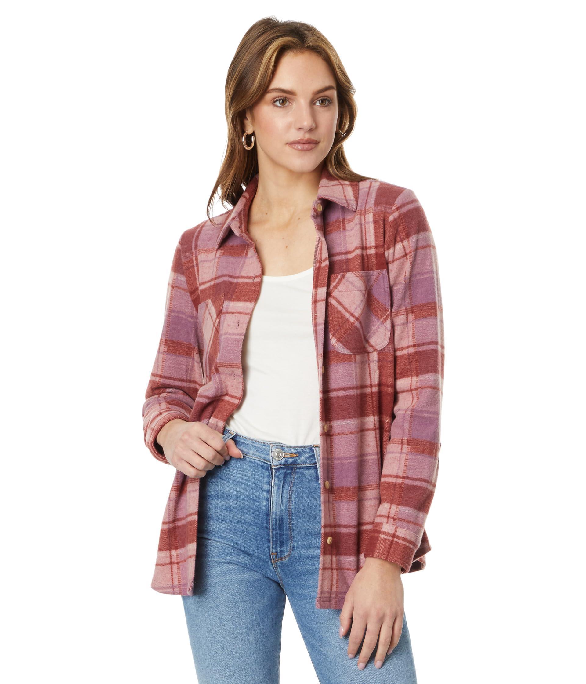 Lucky Brand Cozy Knit Shirt Jacket in Red