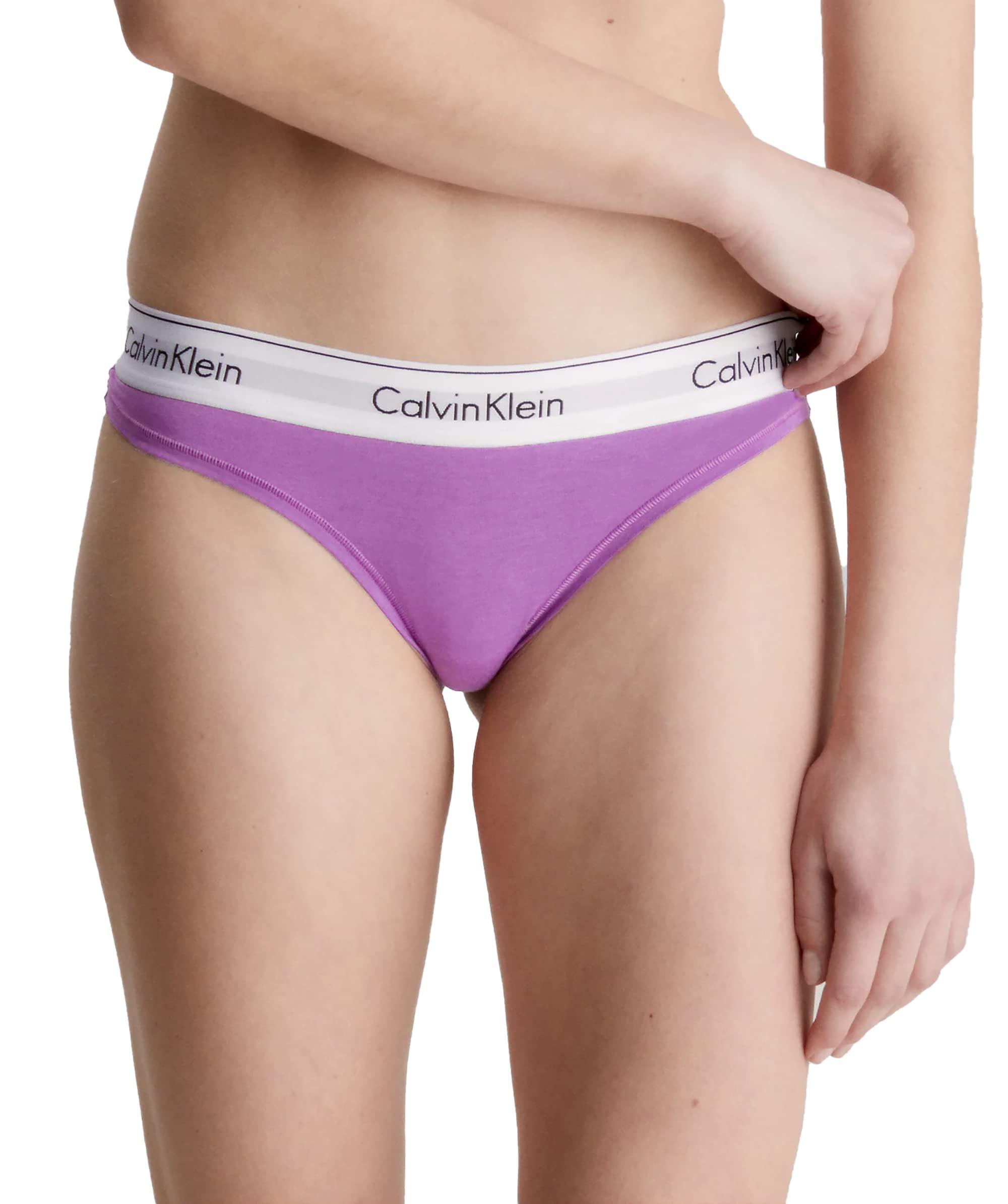 Calvin Klein Plus Modern Cotton Stretch Thong Panties in Purple