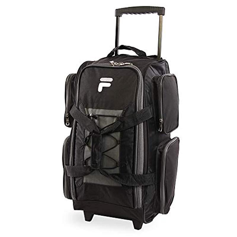 Fila Synthetic 22" Lightweight Carry On Rolling Duffel Bag in Black for