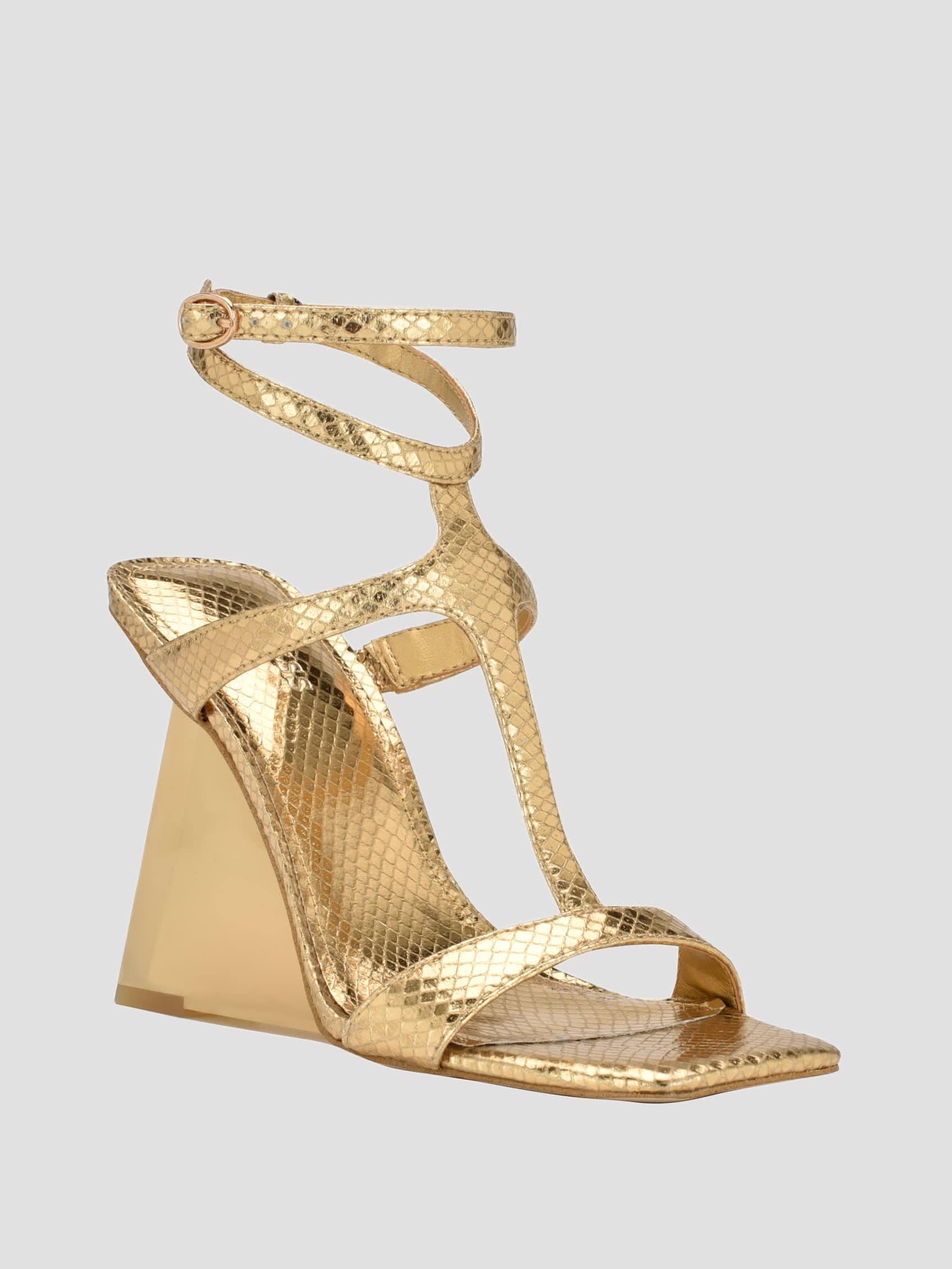 Guess Bacio Heeled Sandal in Metallic | Lyst