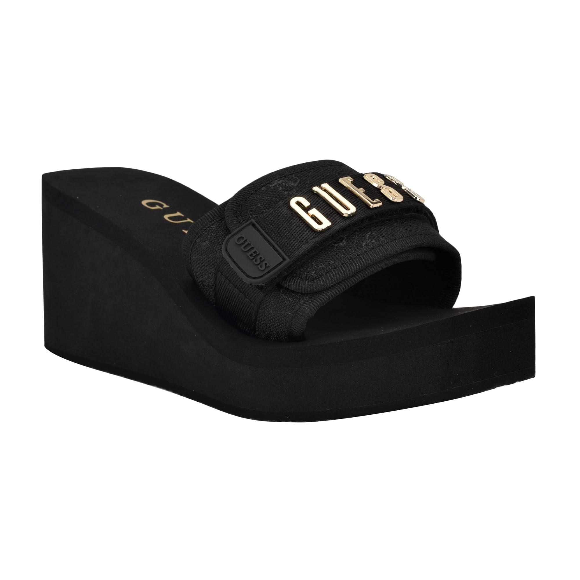 Guess Damen Avin Keilsandale - Mit Klettverschluss & Plateauabsatz | Bequeme Sommersandalen | Stoff-Obermaterial