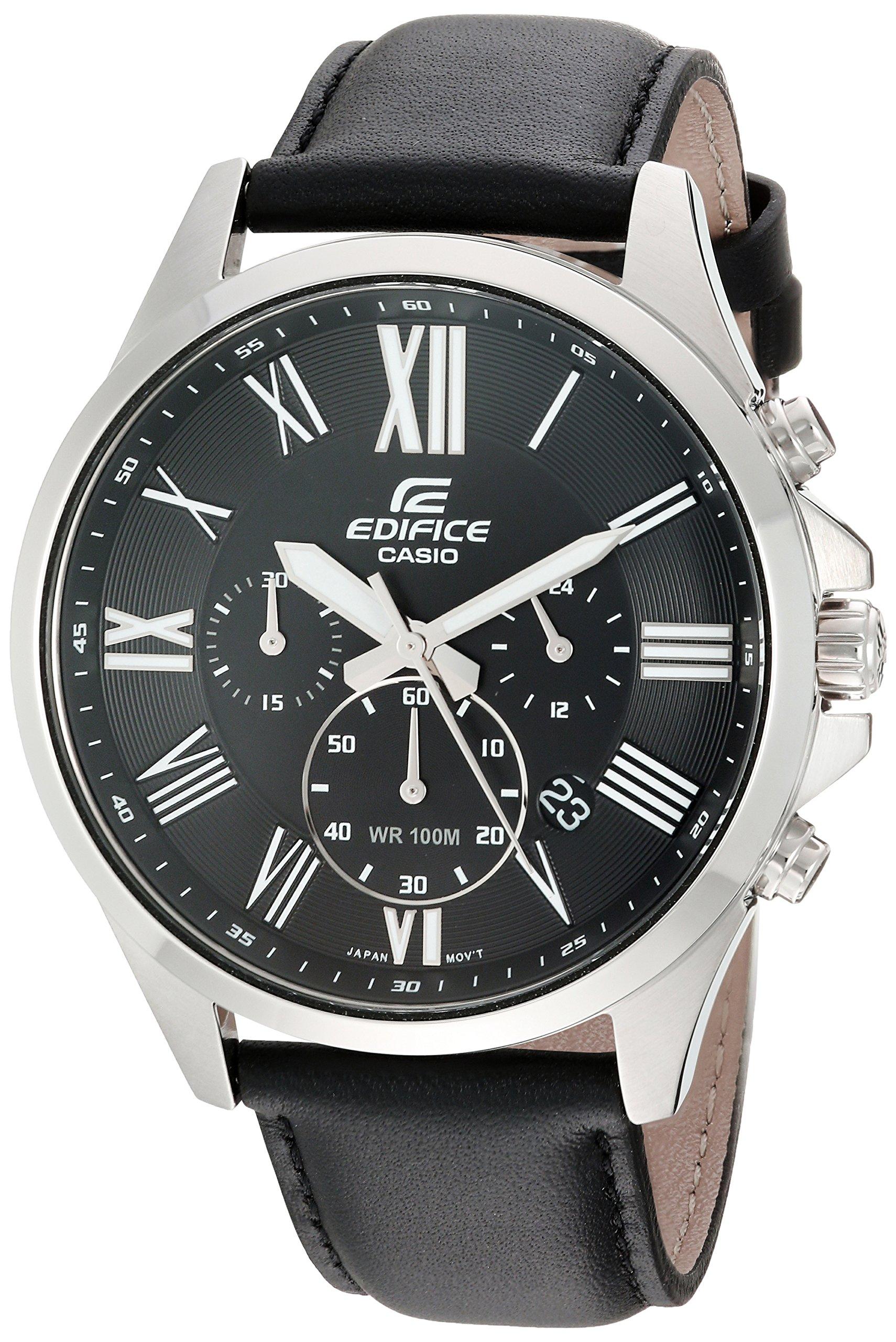 edifice leather strap watches